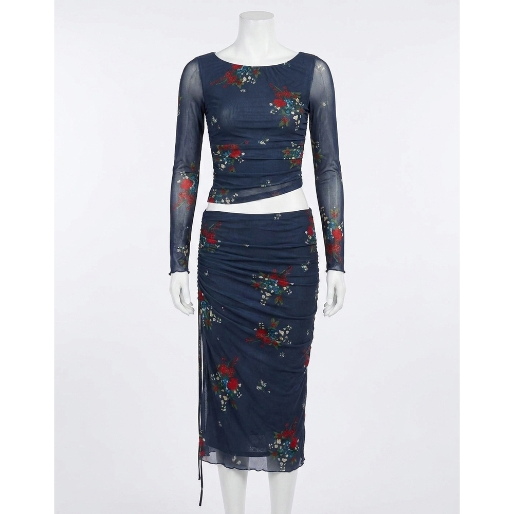 NEW FREE PEOPLE crimson lights set in navy combo